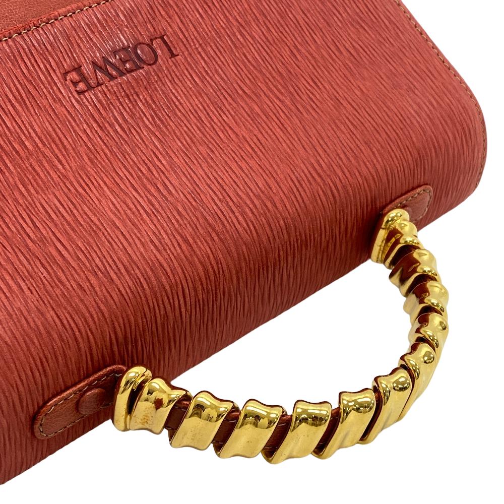 Loewe Handbag Leather Red Twisted Metal Velazquez Women