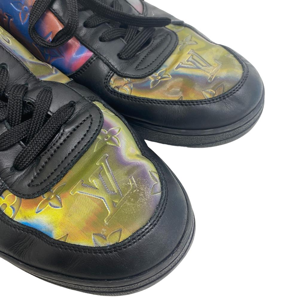 Louis Vuitton Sneakers Leather Black 2021 Rivoli Line Rainbow Mens 7