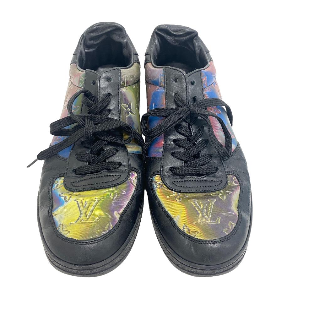 Louis Vuitton Sneakers Leather Black 2021 Rivoli Line Rainbow Mens 7