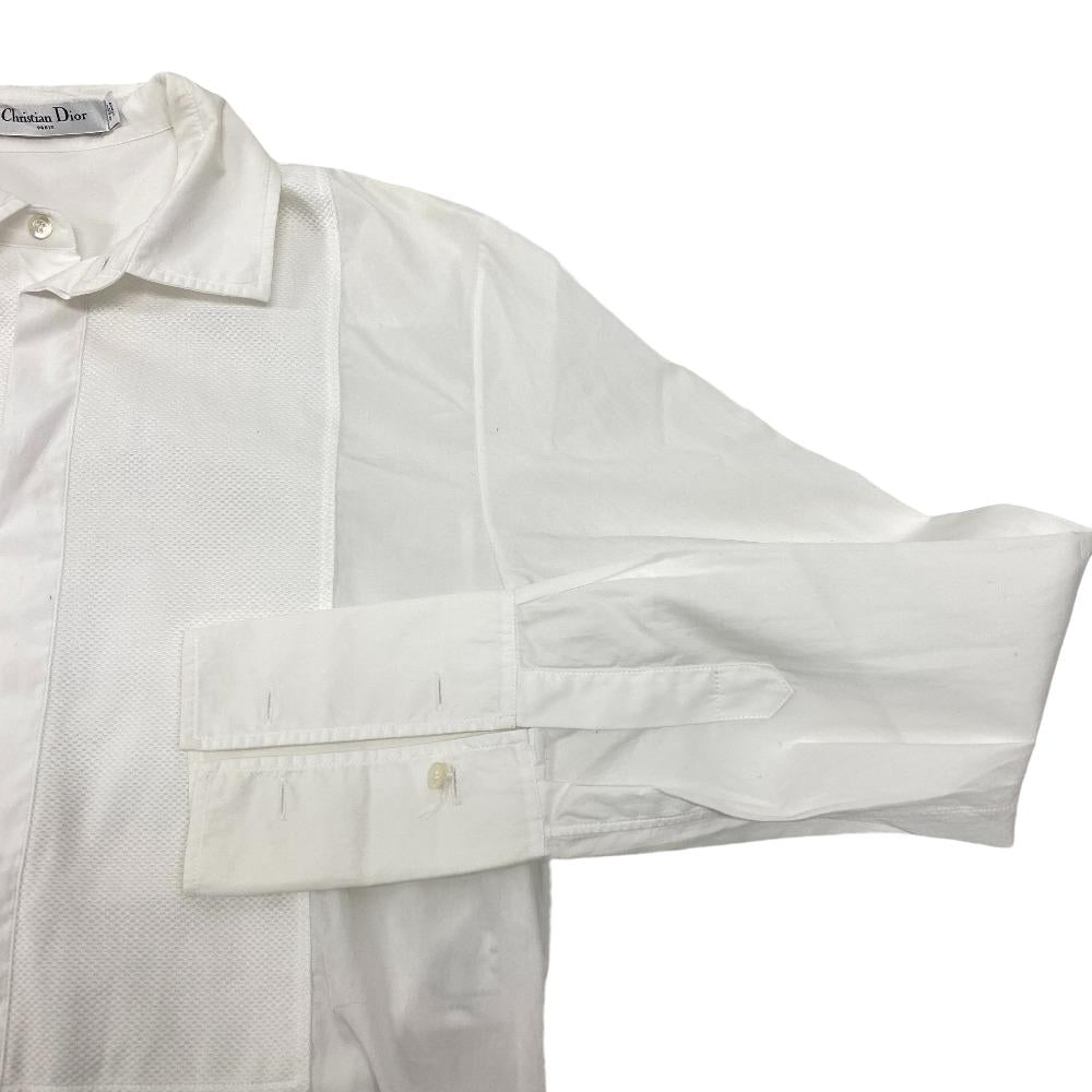 Christian Dior Long Sleeve Shirt 841B05A3356 Cotton White I40 Bee Embroidery Mens 36