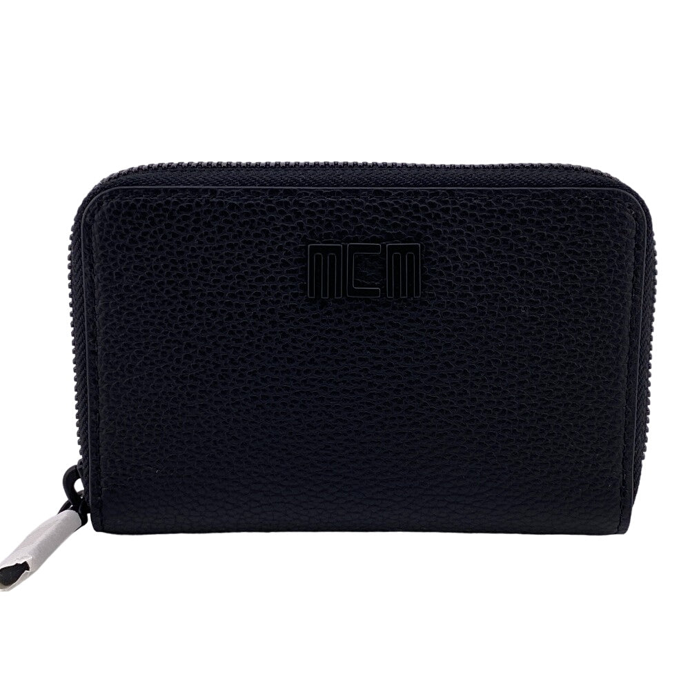 Mcm Coin Case Mxlcatc01 Leather Black Zip Around Coin Pocket Unisex(Unisex)