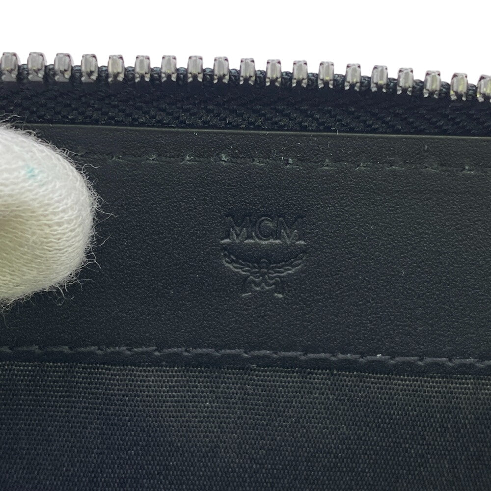 Mcm Coin Case Mxlcatc01 Leather Black Zip Around Coin Pocket Unisex(Unisex)