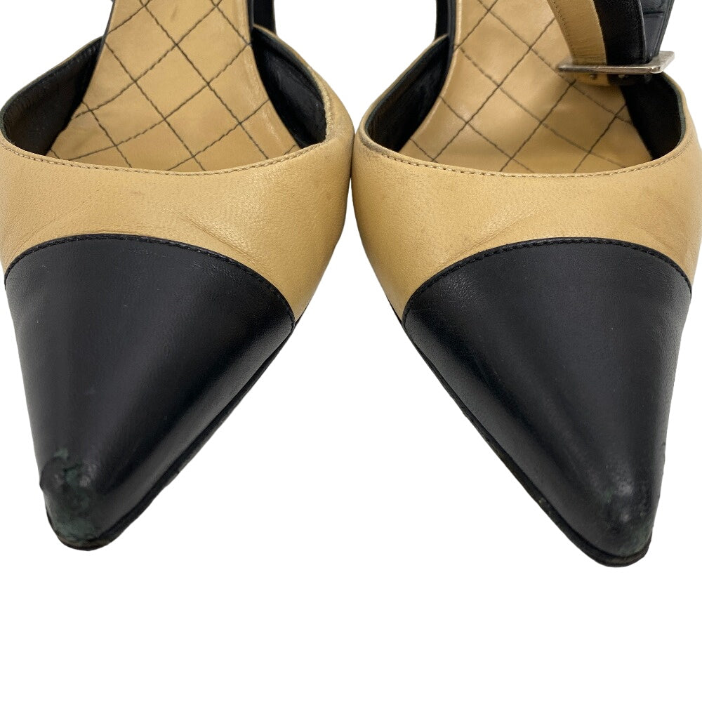 Chanel Pumps Leather Black 36 1/2 Coco Mark Women 36 1/2