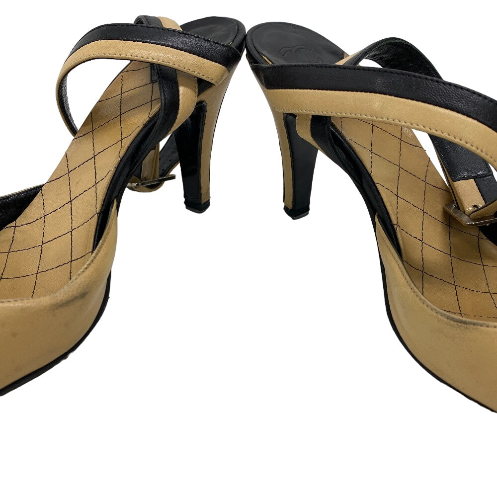 Chanel Pumps Leather Black 36 1/2 Coco Mark Women 36 1/2