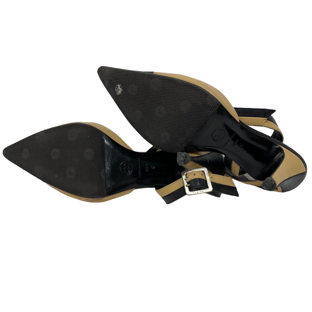 Chanel Pumps Leather Black 36 1/2 Coco Mark Women 36 1/2