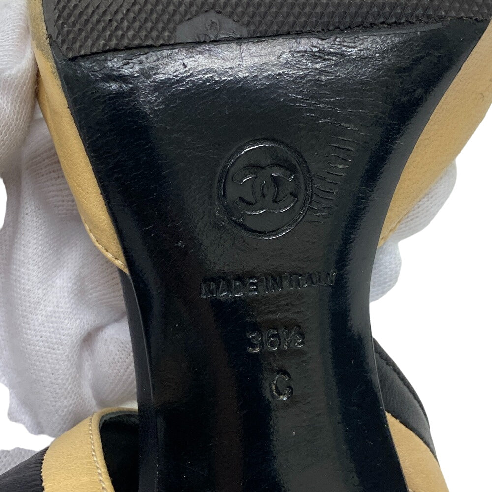 Chanel Pumps Leather Black 36 1/2 Coco Mark Women 36 1/2