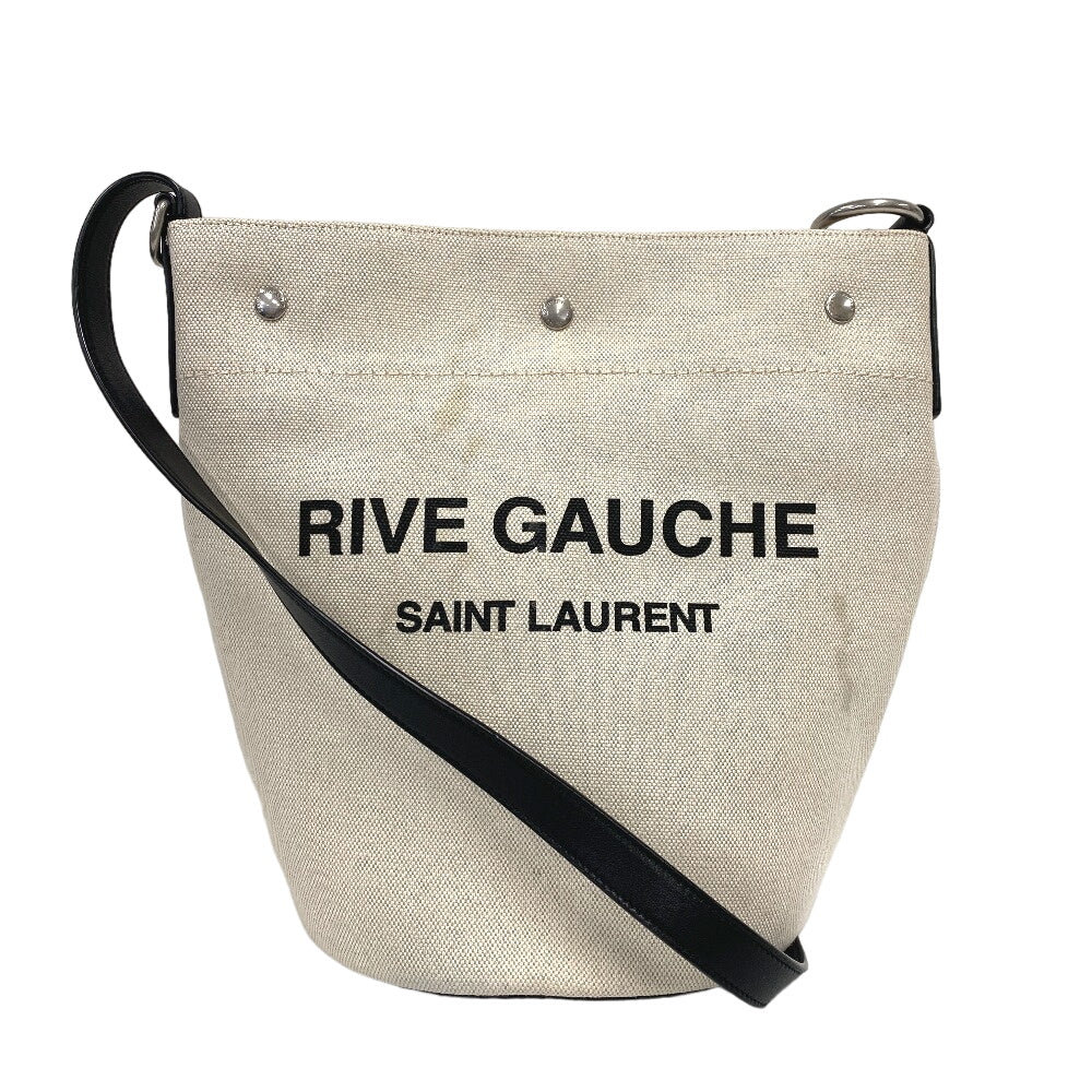 Saint Laurent Paris Shoulder Bag Canvas, Leather Beige Rive Gauche Women