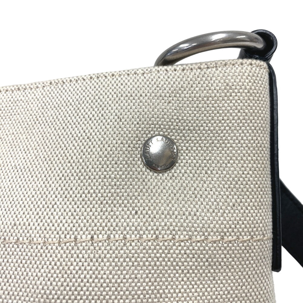 Saint Laurent Paris Shoulder Bag Canvas, Leather Beige Rive Gauche Women