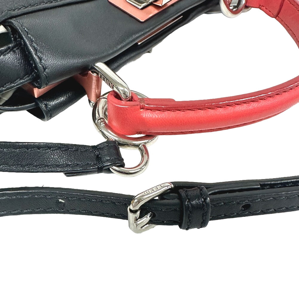 Fendi Handbag 8Bn244 Leather Black 2Way Mini Pea Kaboo Women