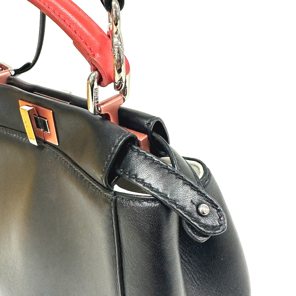 Fendi Handbag 8Bn244 Leather Black 2Way Mini Pea Kaboo Women