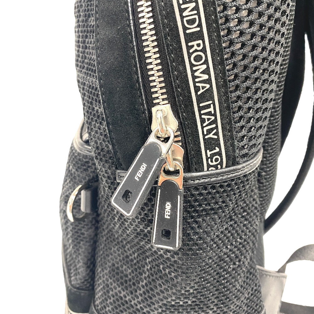 Fendi Backpack 7Vz042 Polyester, Leather Black Mesh Zucca Mens(Unisex)