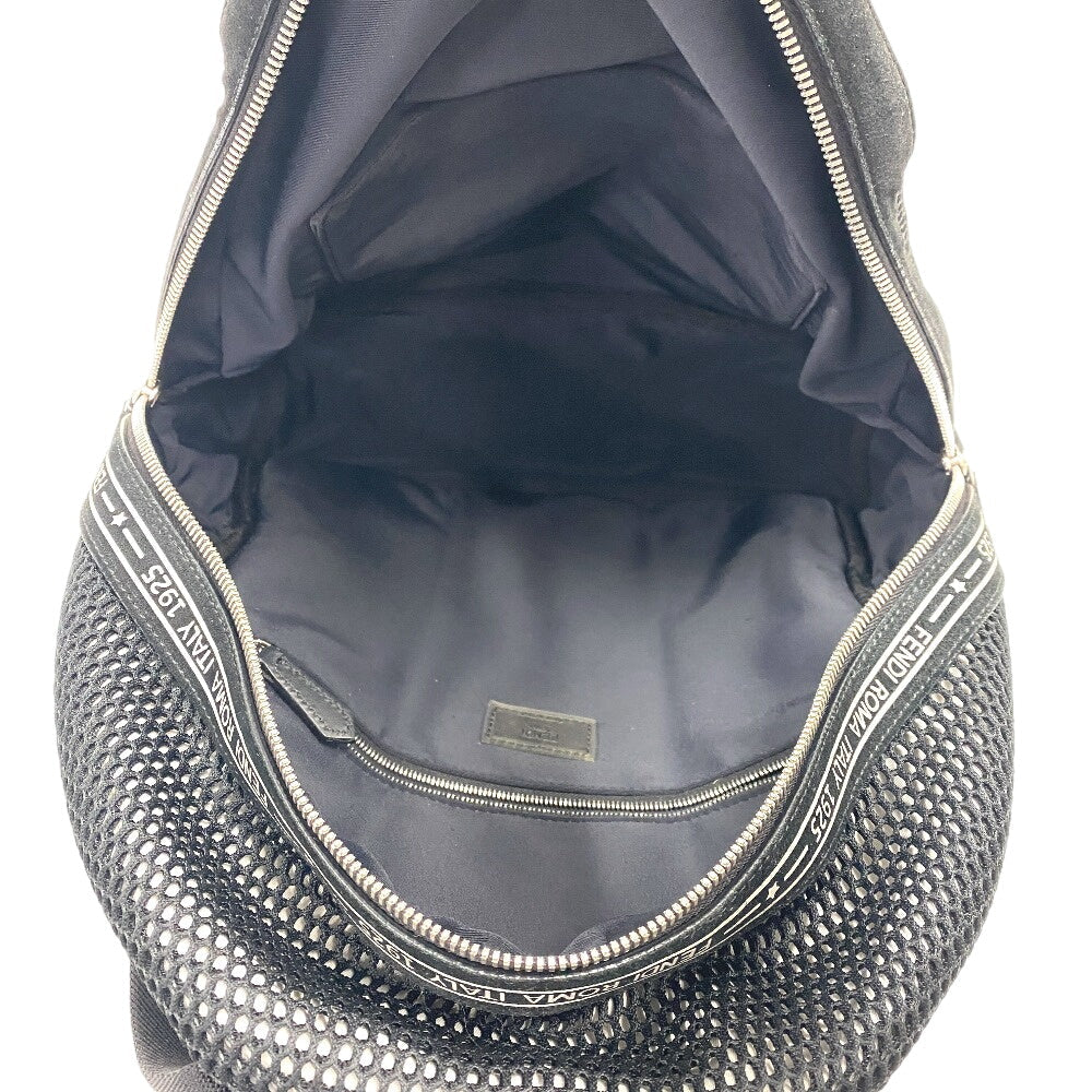 Fendi Backpack 7Vz042 Polyester, Leather Black Mesh Zucca Mens(Unisex)