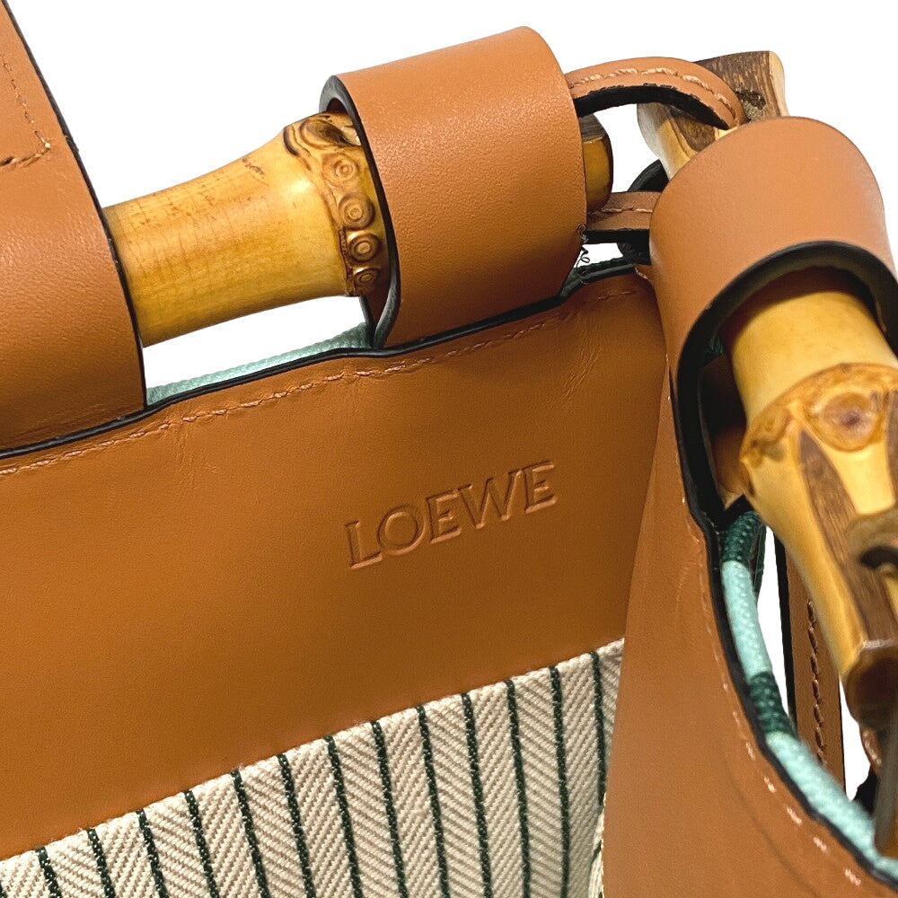 Loewe Tote Bag Canvas, Leather Light Blue Bamboo Cushion Women