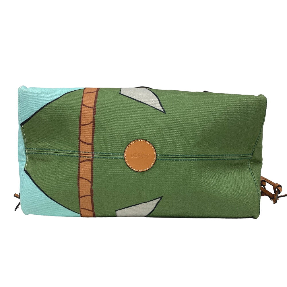 Loewe Tote Bag Canvas, Leather Light Blue Bamboo Cushion Women