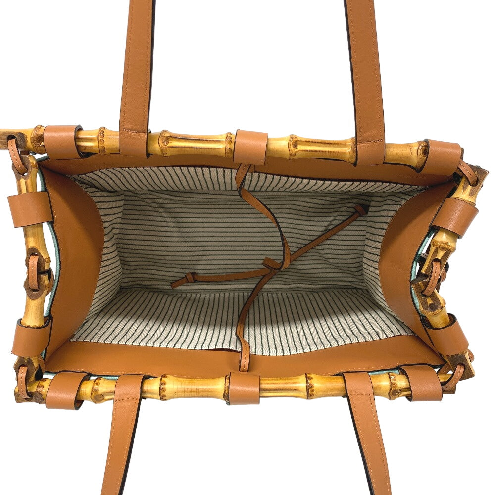 Loewe Tote Bag Canvas, Leather Light Blue Bamboo Cushion Women