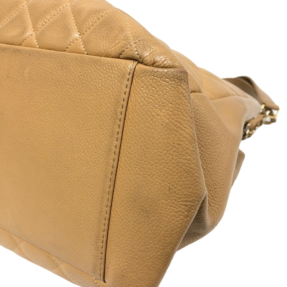 Chanel Tote Bag Leather Beige Caviar Skin Gst