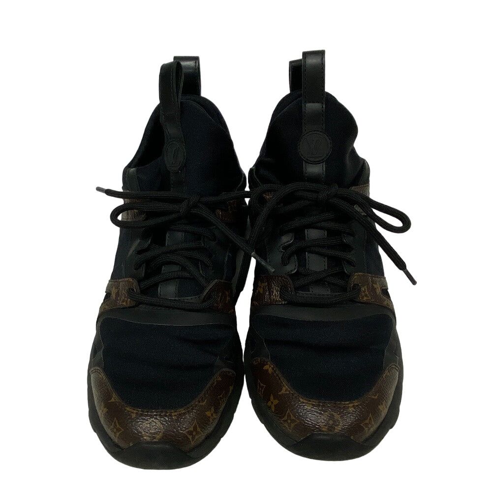 Louis Vuitton Sneakers Leather Black Monogram After Game Line Mesh Women 36 1/2