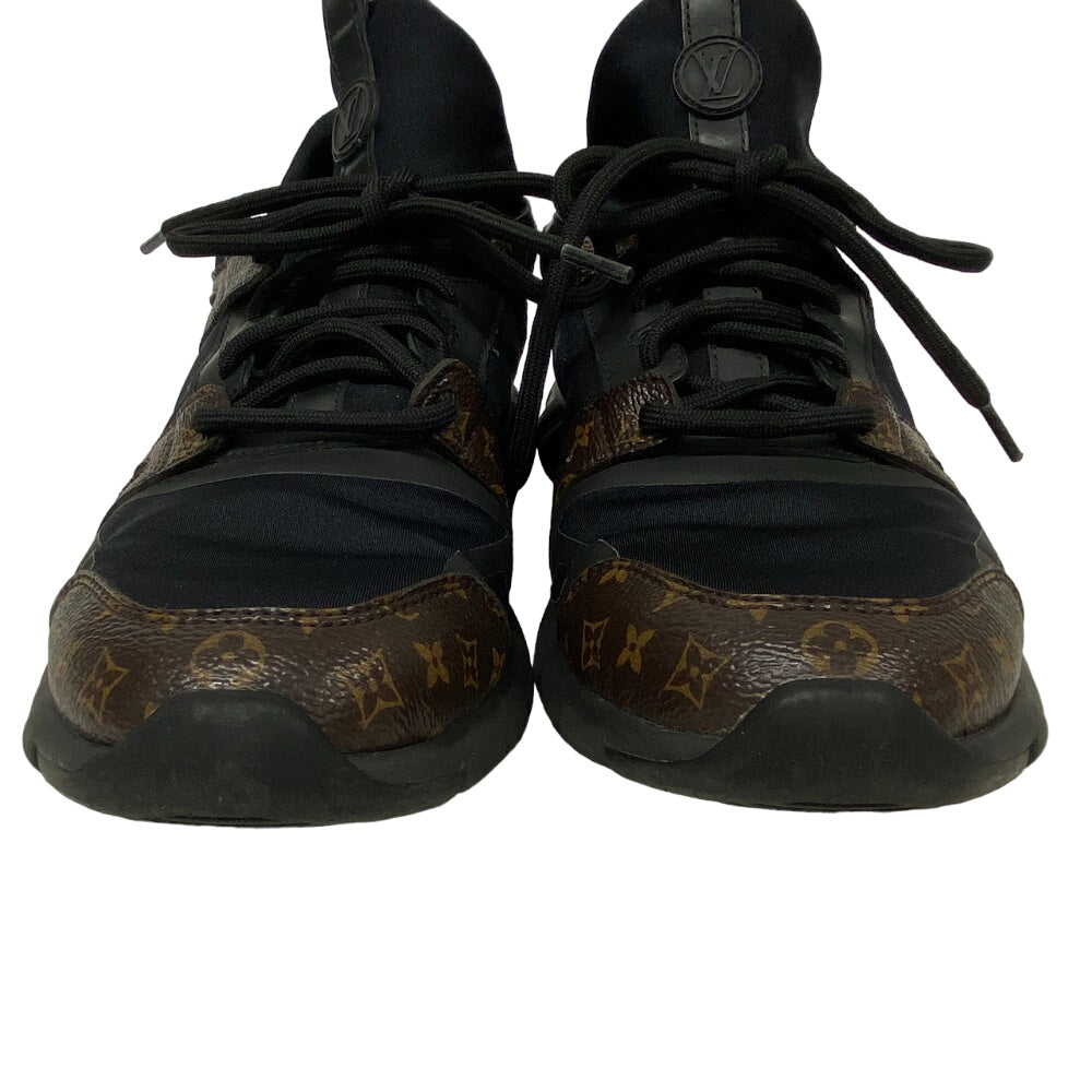 Louis Vuitton Sneakers Leather Black Monogram After Game Line Mesh Women 36 1/2