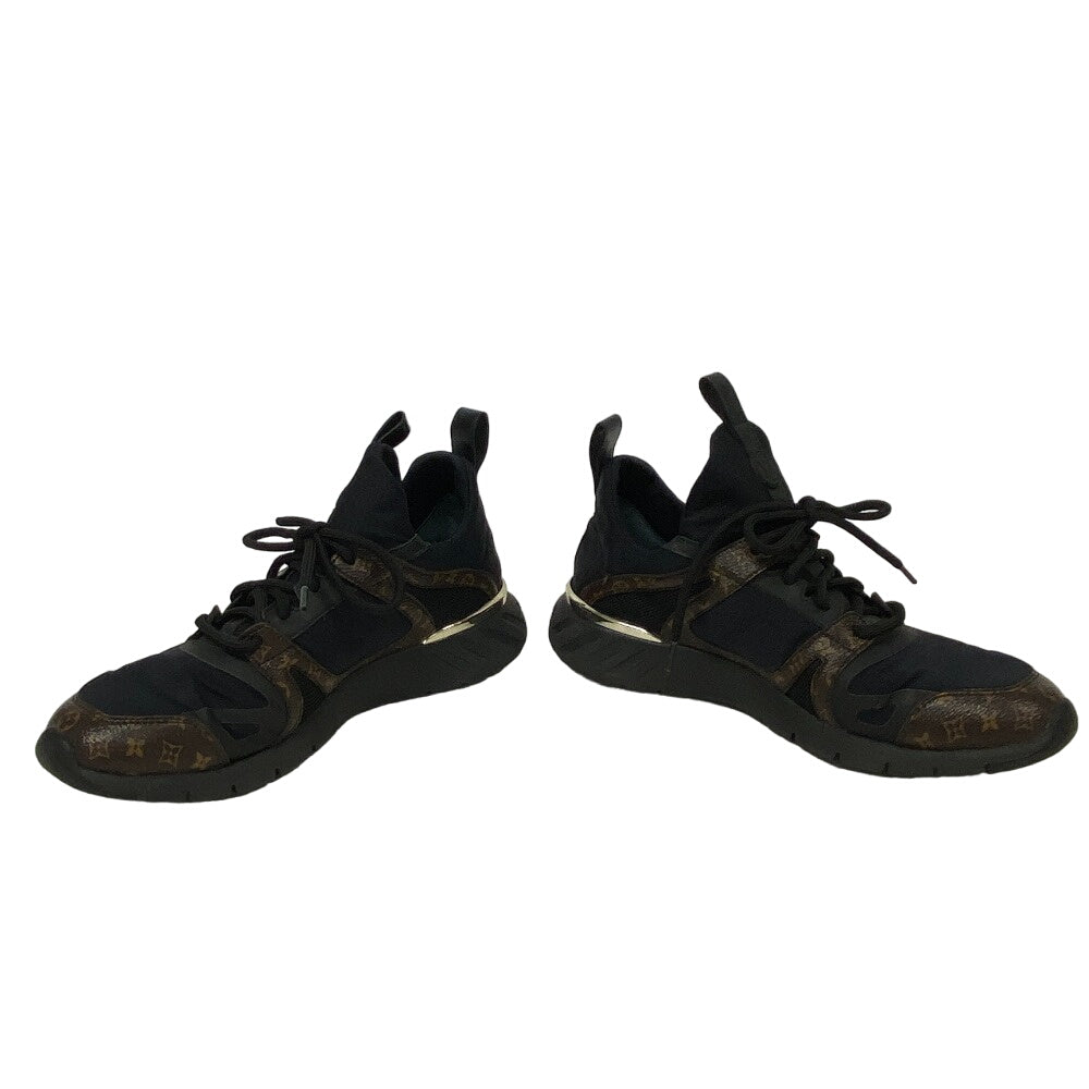 Louis Vuitton Sneakers Leather Black Monogram After Game Line Mesh Women 36 1/2