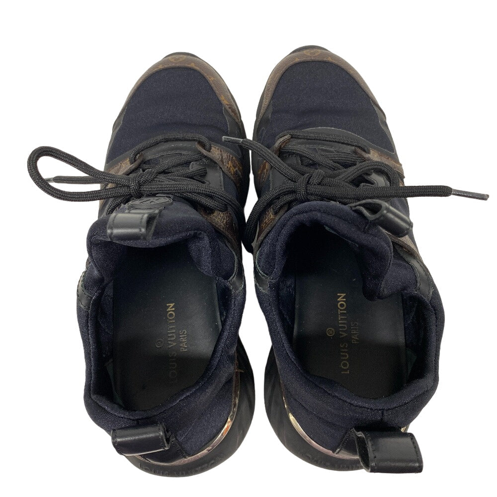 Louis Vuitton Sneakers Leather Black Monogram After Game Line Mesh Women 36 1/2