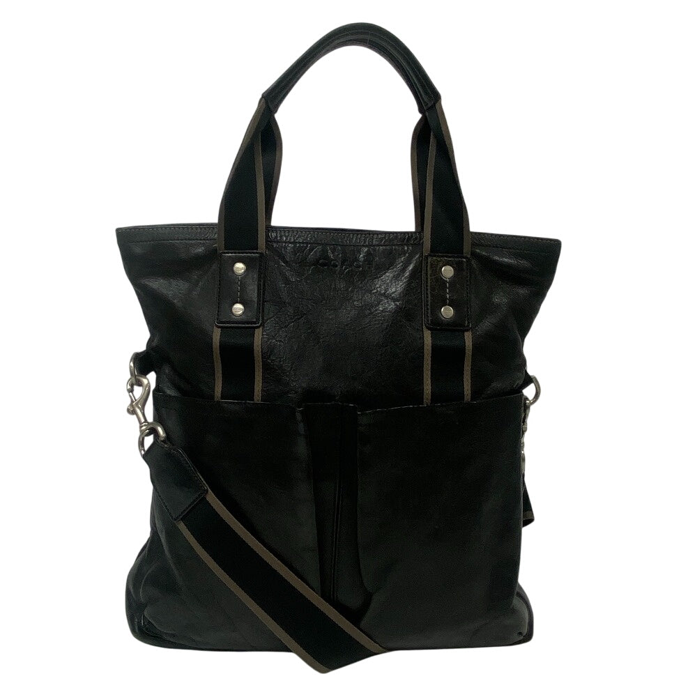 Coach Tote Bag F70558 Leather Brown 2Way Shoulder Heritage Web Mens