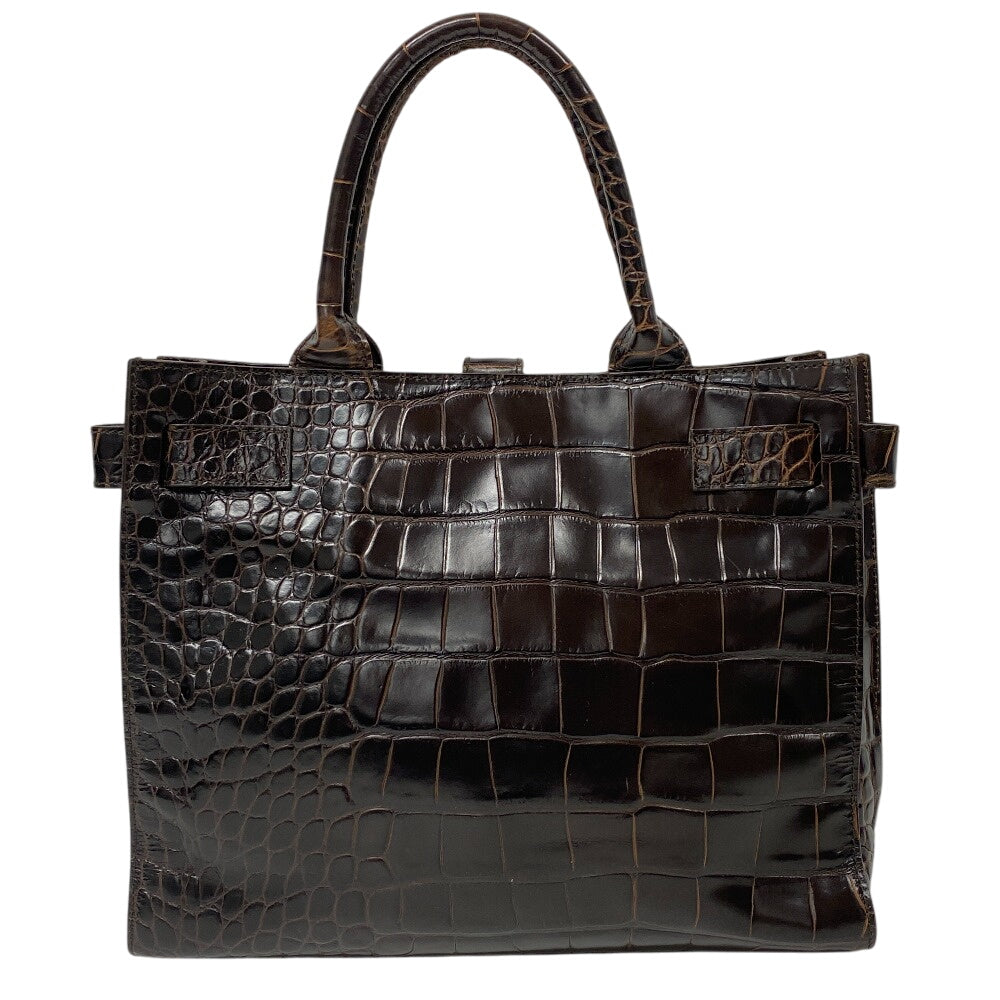 Furla Handbag Leather Brown Business Bag Croco Embossed Mens(Unisex)