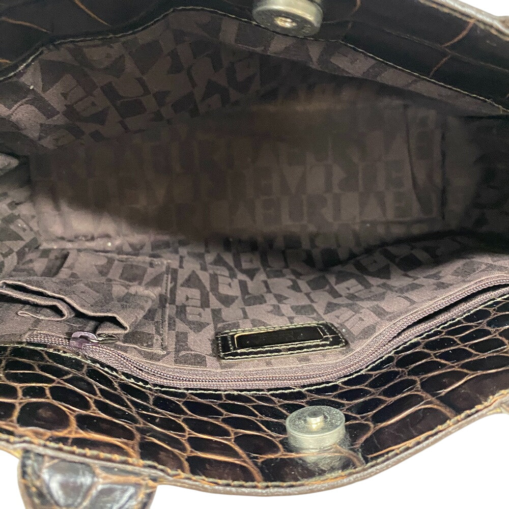 Furla Handbag Leather Brown Business Bag Croco Embossed Mens(Unisex)
