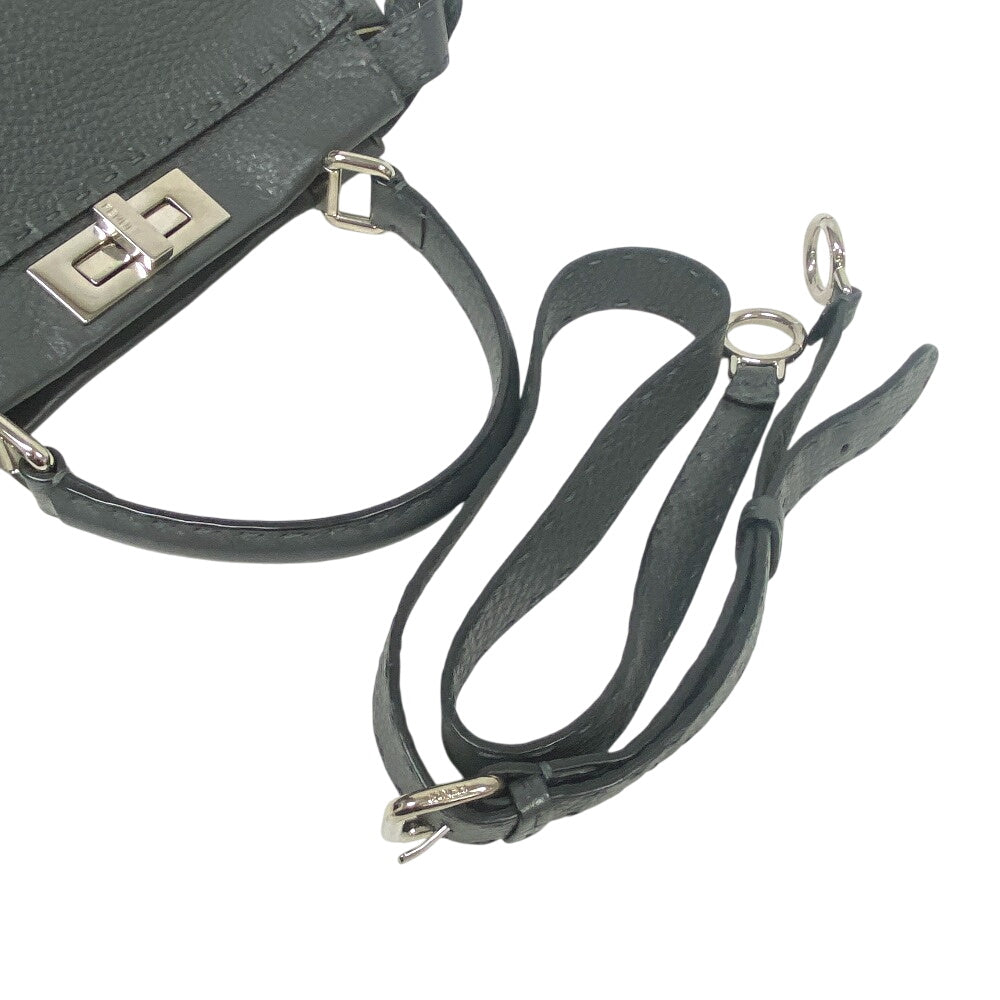Fendi Handbag Leather Gray 2Way Shoulder Bag Celeria Peek-A-Boo Regular Women