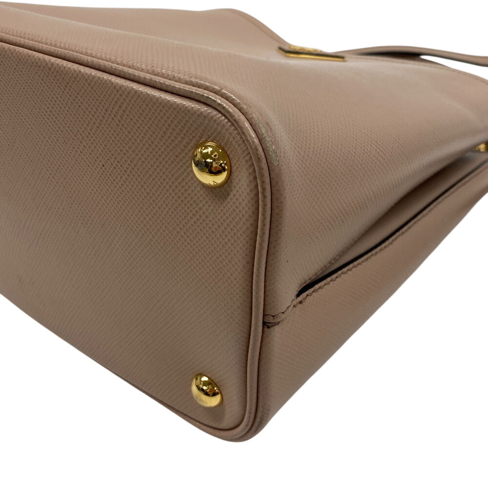 Prada Handbag Leather Beige 2Way Saffiano Cuir Panniers Women