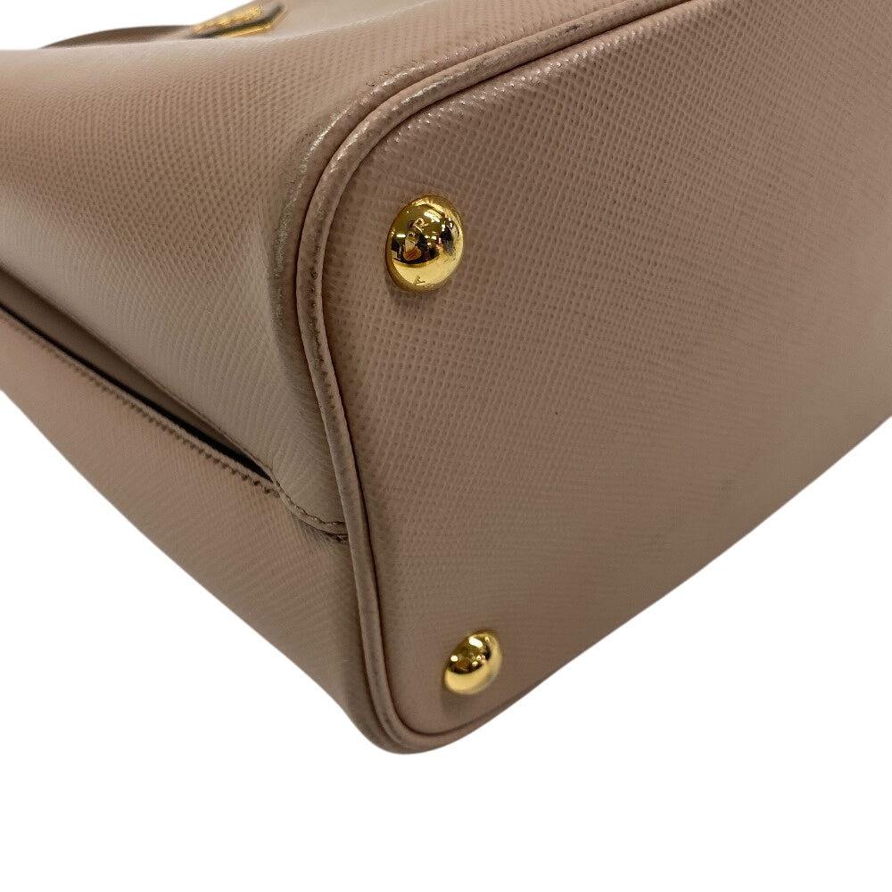 Prada Handbag Leather Beige 2Way Saffiano Cuir Panniers Women