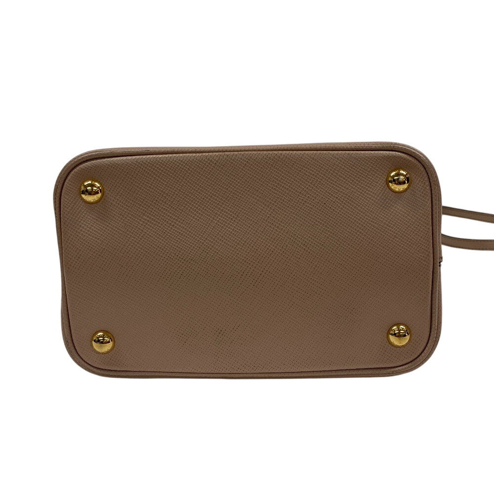 Prada Handbag Leather Beige 2Way Saffiano Cuir Panniers Women