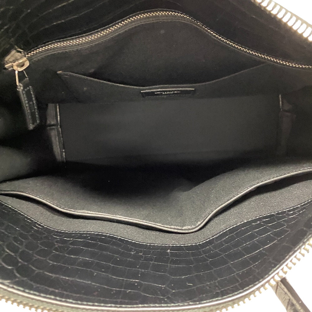 Yves Saint Laurent Shoulder Bag Leather Black 2Way Handbag Embossing Sac De Jules Women