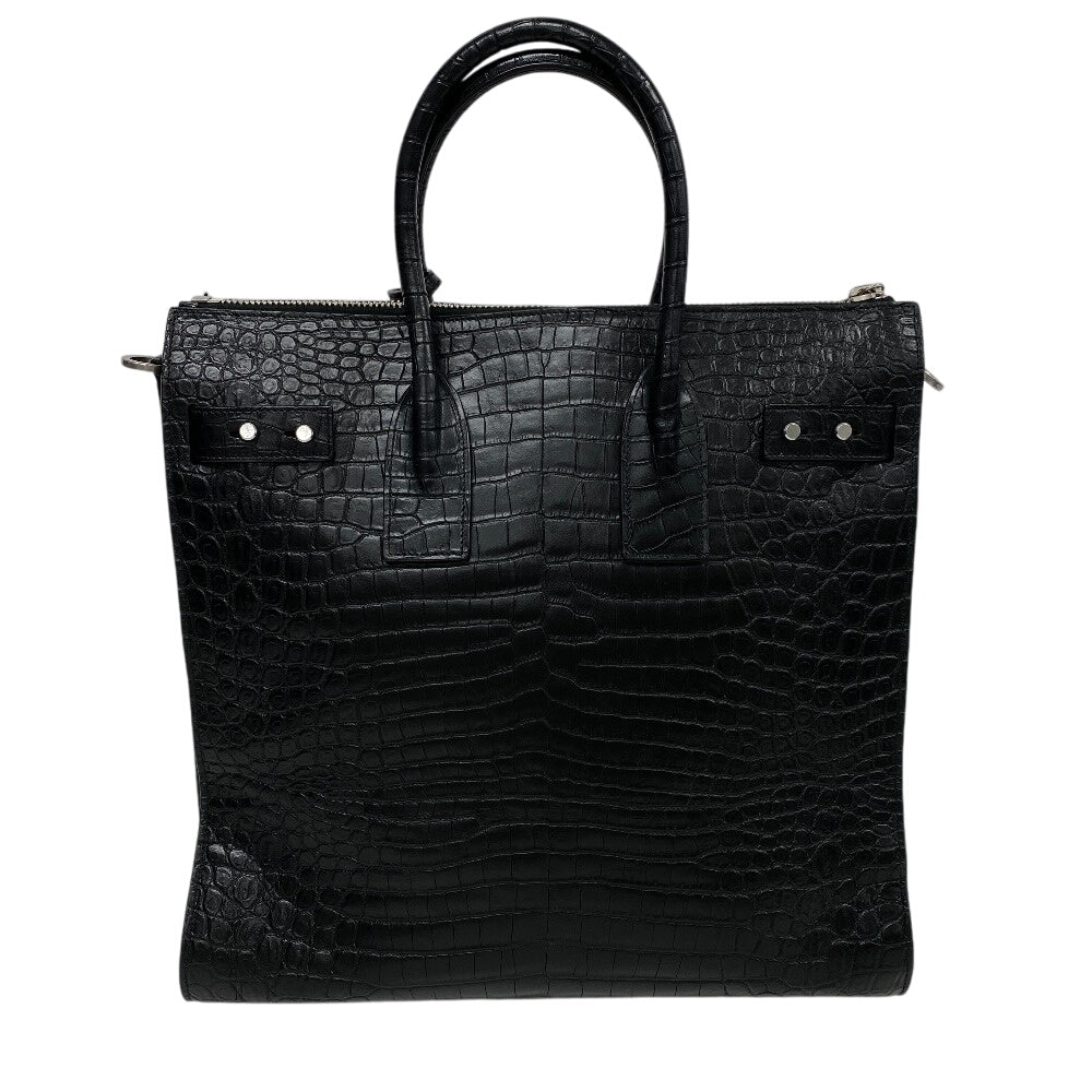 Yves Saint Laurent Shoulder Bag Leather Black 2Way Handbag Embossing Sac De Jules Women