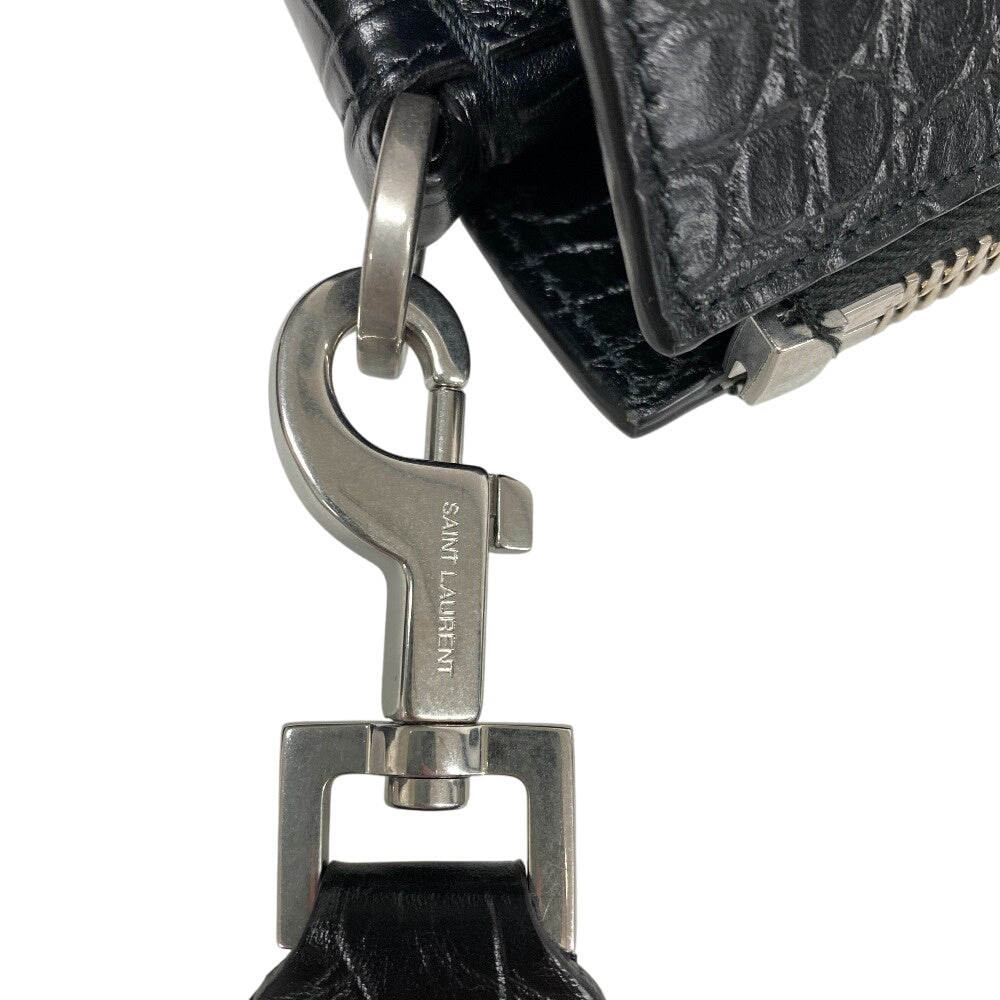 Yves Saint Laurent Shoulder Bag Leather Black 2Way Handbag Embossing Sac De Jules Women