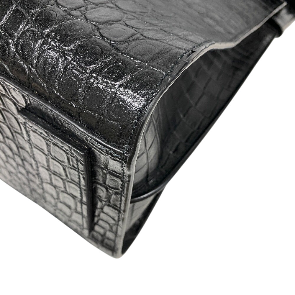 Yves Saint Laurent Shoulder Bag Leather Black 2Way Handbag Embossing Sac De Jules Women