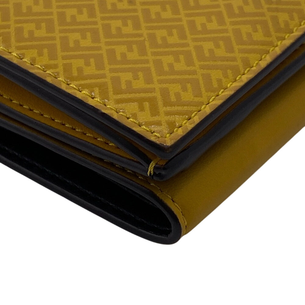 Fendi Tri-Fold Wallet 7M0280 Leather Yellow Compact Wallet Ff Logo Women