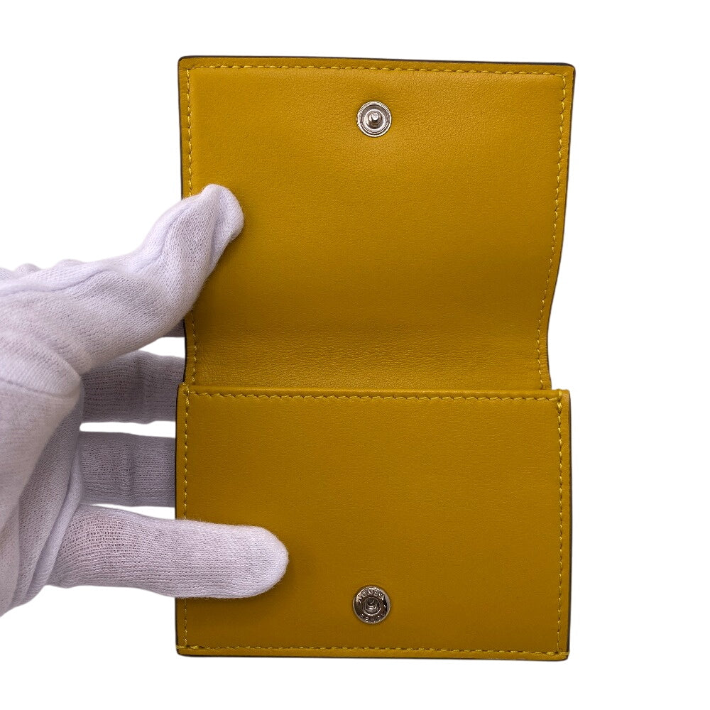 Fendi Tri-Fold Wallet 7M0280 Leather Yellow Compact Wallet Ff Logo Women