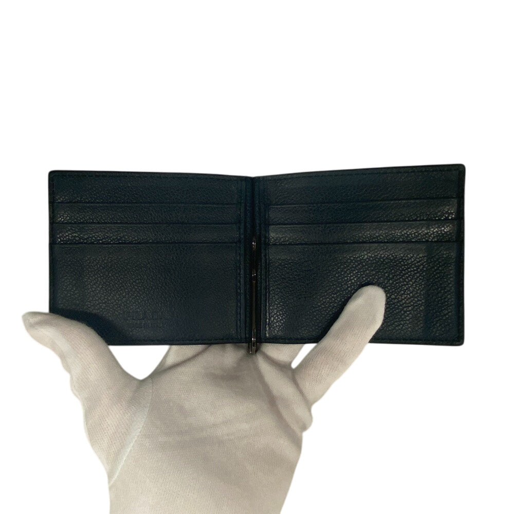 Prada Money Clip 2Mn077 Leather Black Card Case Safiano Leather Mens