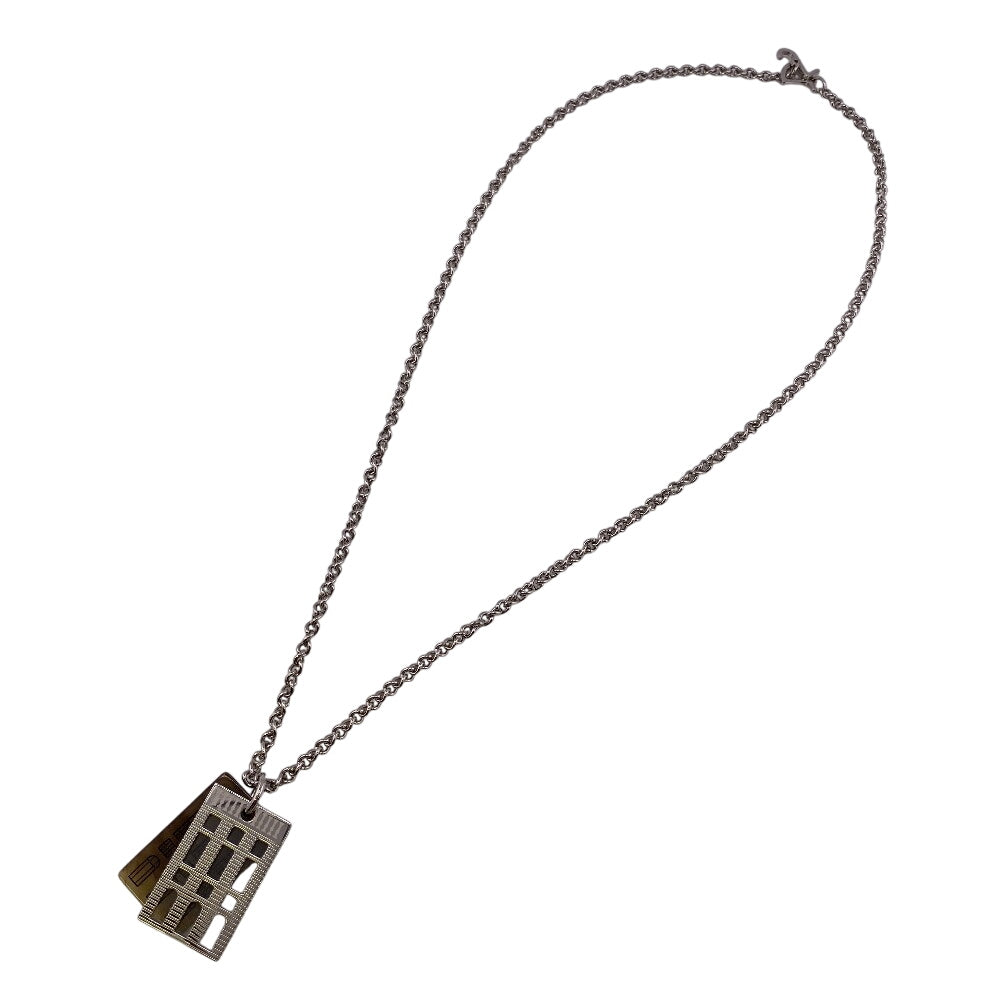 Hermes Necklace Buffalo Horn, Metal Silver Van Quatre Faubourg Mens(Unisex)