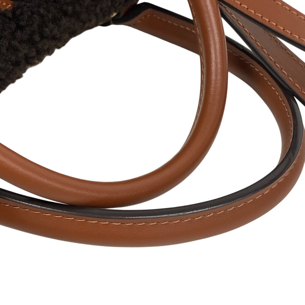 Louis Vuitton Handbag M55420 Monogram Shearling, Leather Brown Monogram Teddy On-The-Go Gm Women