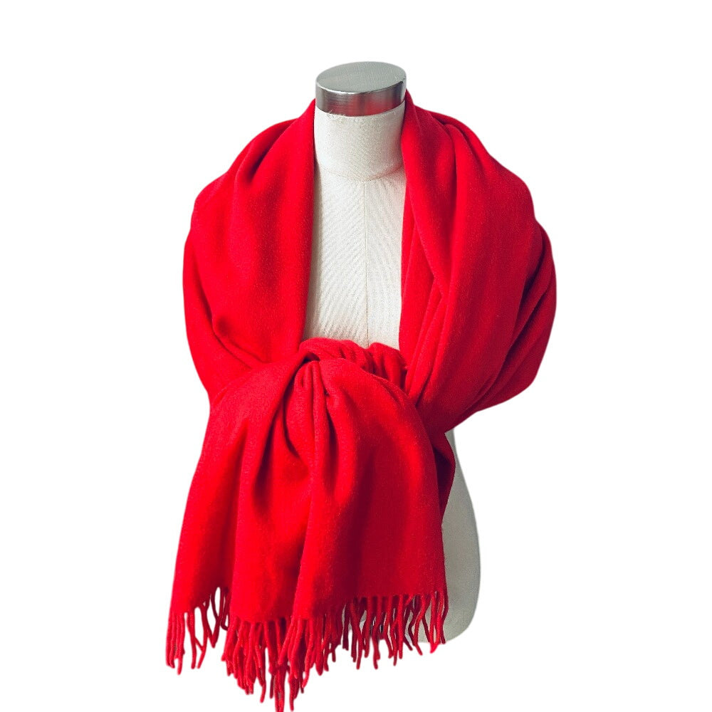 Hermes Scarf Cashmere Red Logo Women(Unisex)