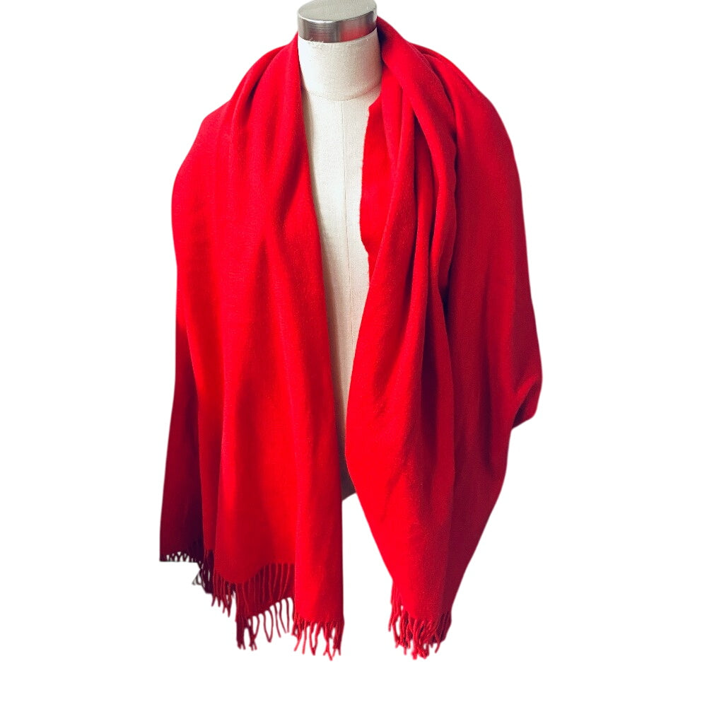 Hermes Scarf Cashmere Red Logo Women(Unisex)