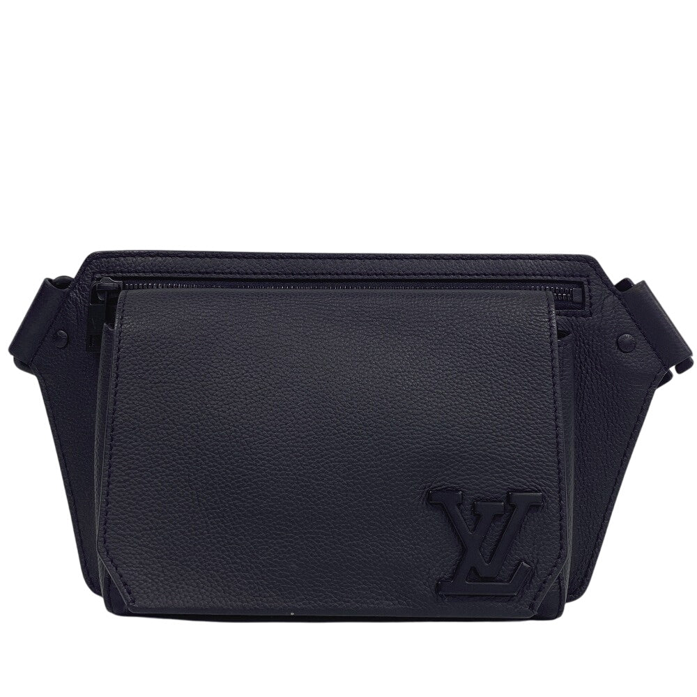 Louis Vuitton Shoulder Bag M57081 Grain Calfskin Leather Black Lv Aerogram Takeoff Sling Mens