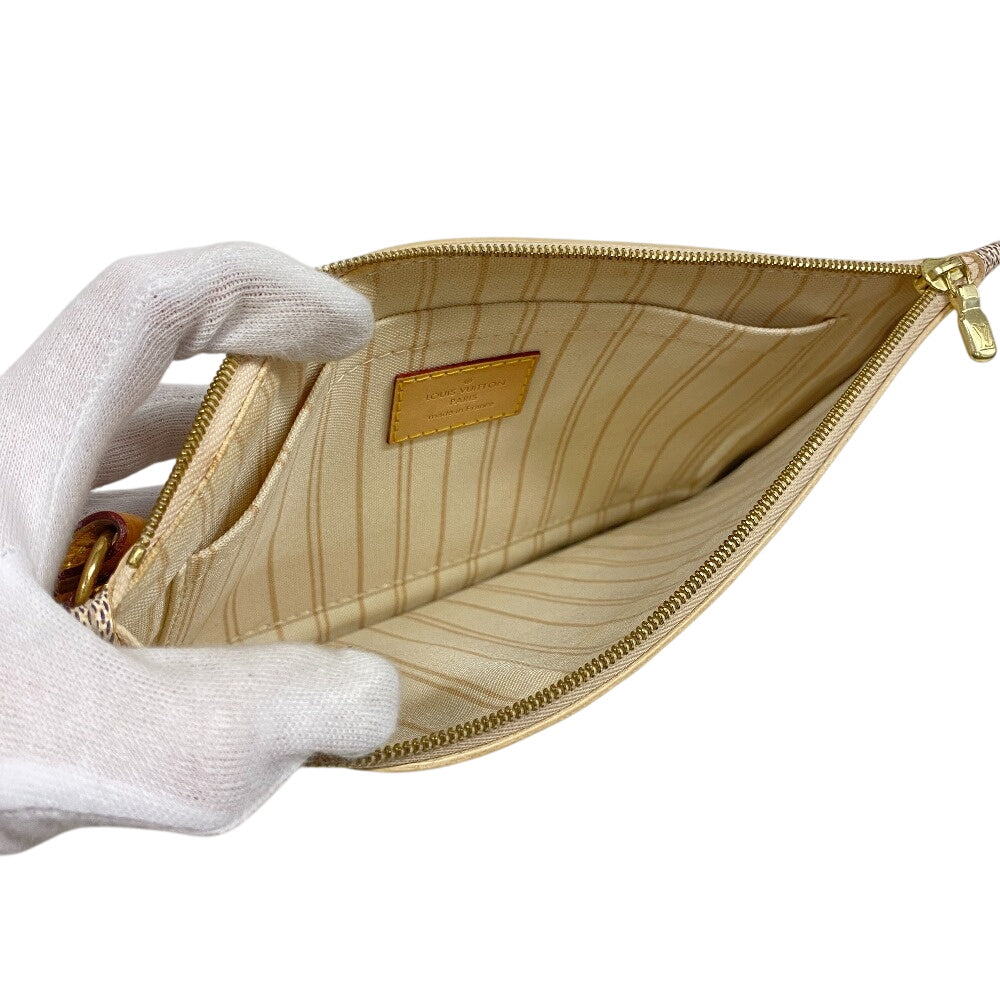 Louis Vuitton Pouch N41361 Leather White Damier Azur Never Full Women(Unisex)