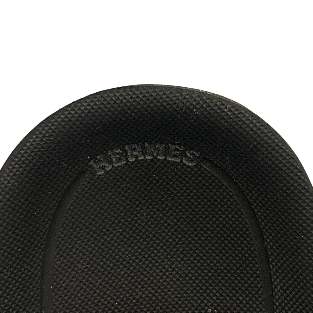 Hermes Sandals Leather Black Velcro Strap Enid Women 35