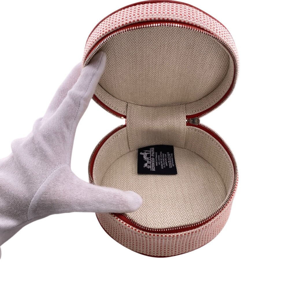 Hermes Pouch Canvas Red Evasion Women