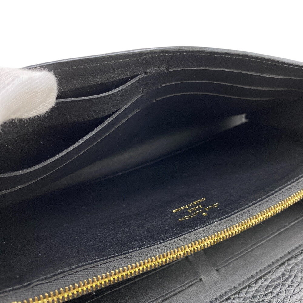Louis Vuitton Long Wallet Purse M63461 Taurillon Clemence Black Portefeuille Capusine Women