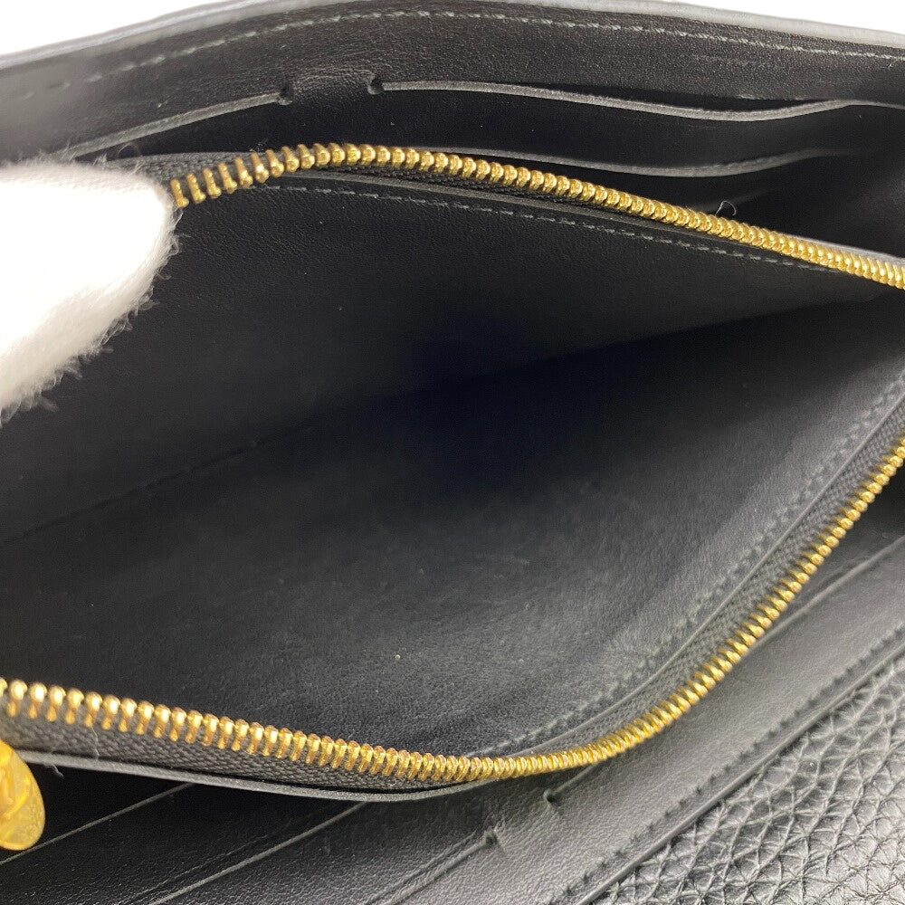 Louis Vuitton Long Wallet Purse M63461 Taurillon Clemence Black Portefeuille Capusine Women