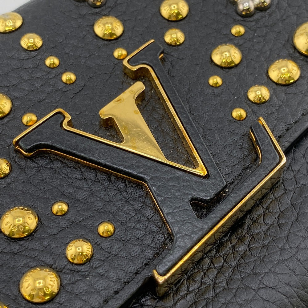 Louis Vuitton Long Wallet Purse M63461 Taurillon Clemence Black Portefeuille Capusine Women