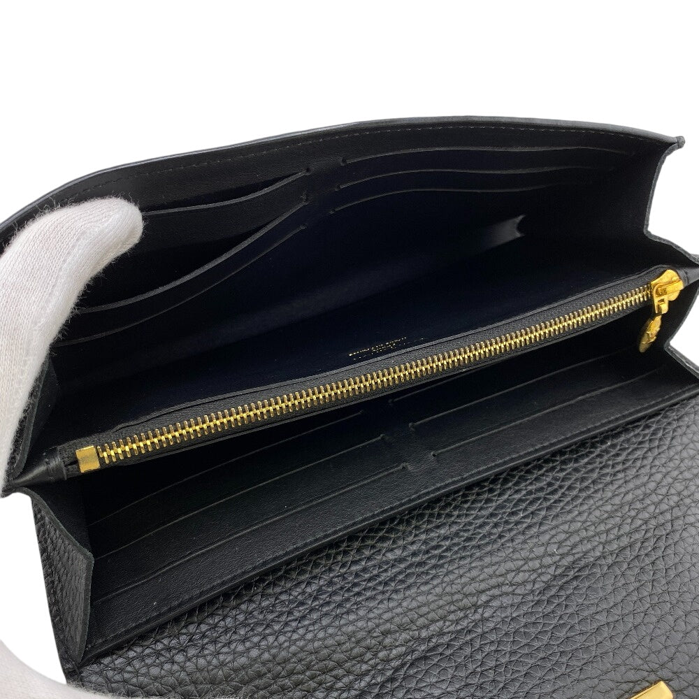 Louis Vuitton Long Wallet Purse M63461 Taurillon Clemence Black Portefeuille Capusine Women
